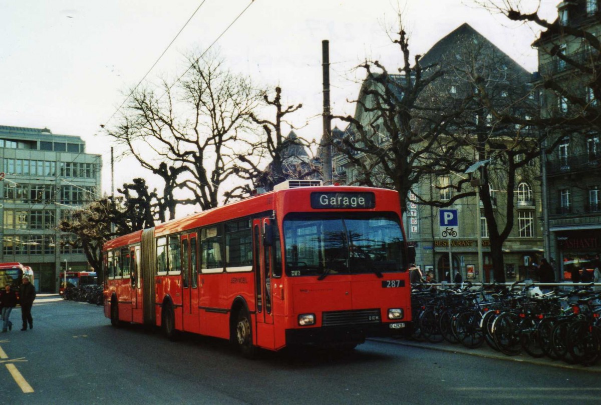 (115'308) - Bernmobil, Bern - Nr. 287/BE 419'287 - Volvo/R&J-Hess-Gangloff am 16. Mrz 2009 in Bern, Hirschengraben