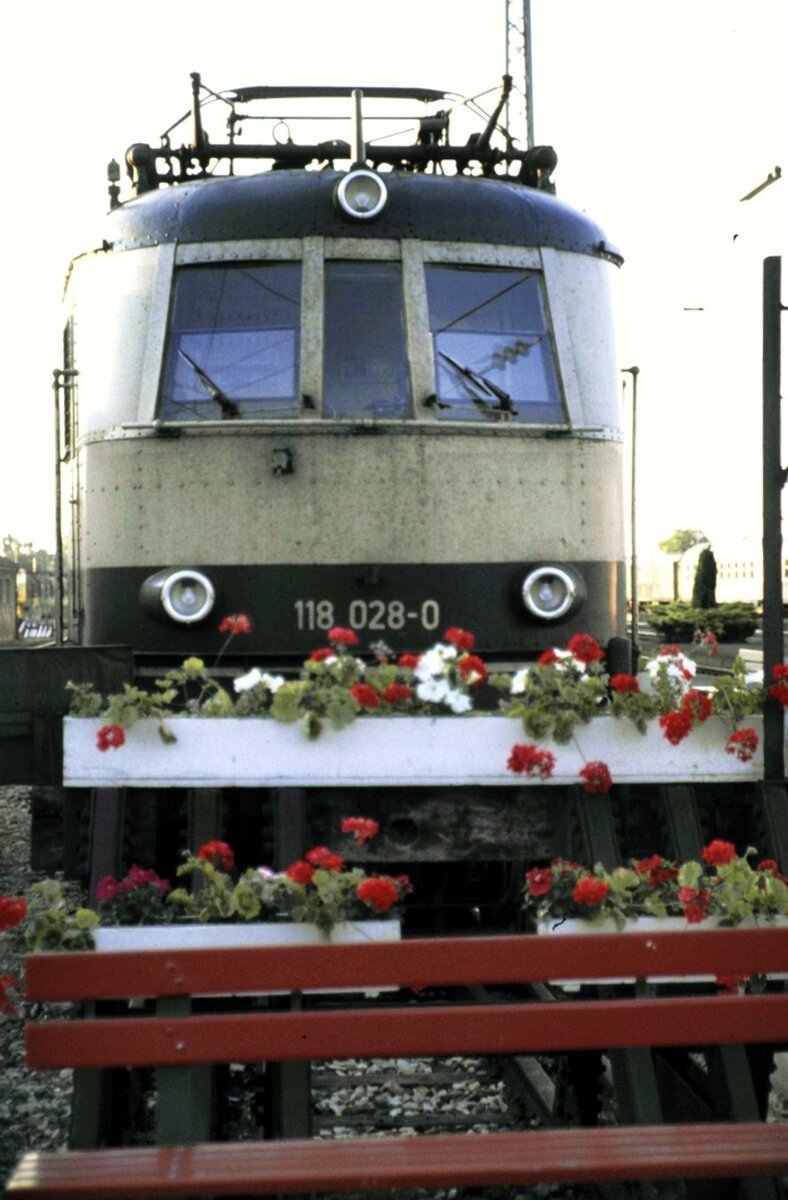118 028-0 in Nördlingen am 20.06.1982.