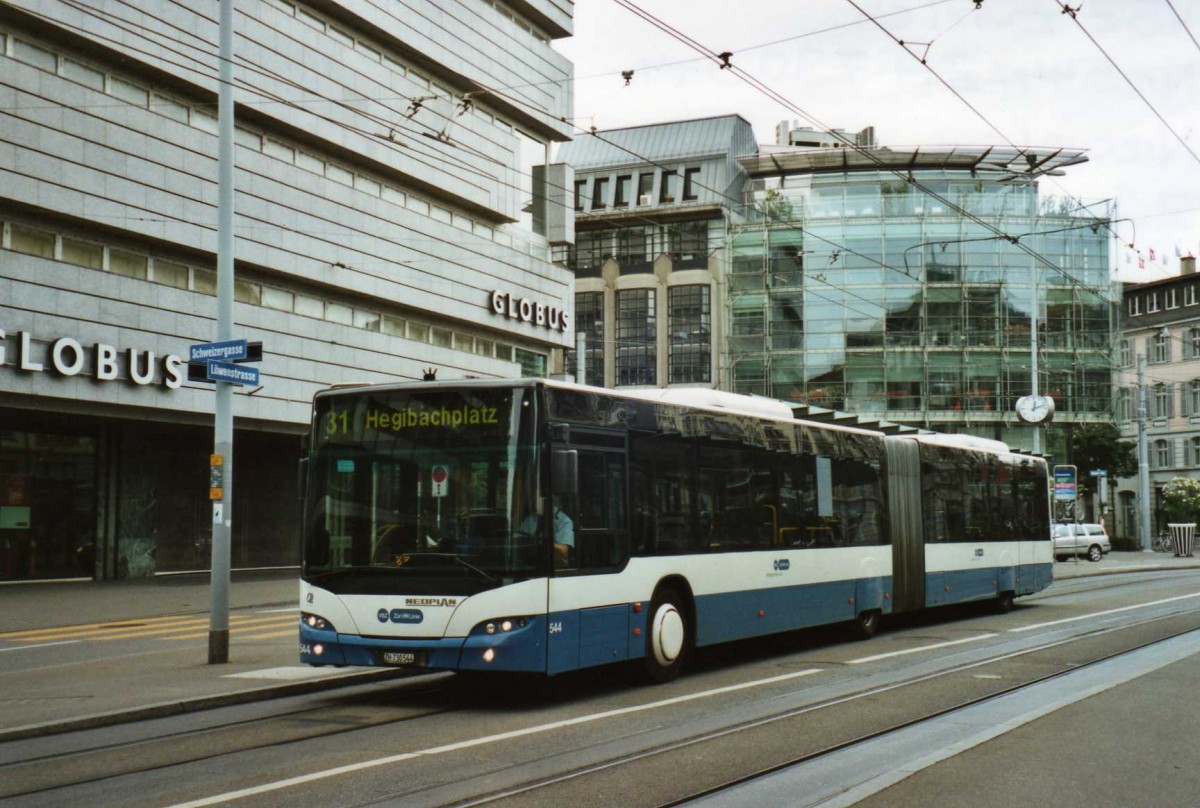 (119'119) - VBZ Z�rich - Nr. 544/ZH 730'544 - Neoplan am 12. Juli 2009 in Z�rich, L�wenplatz