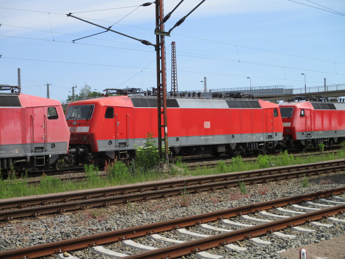 120 126 noch mit neuer Lackierung,am 03.Juni 2020,im Bw Leipzig Engelsdorf.