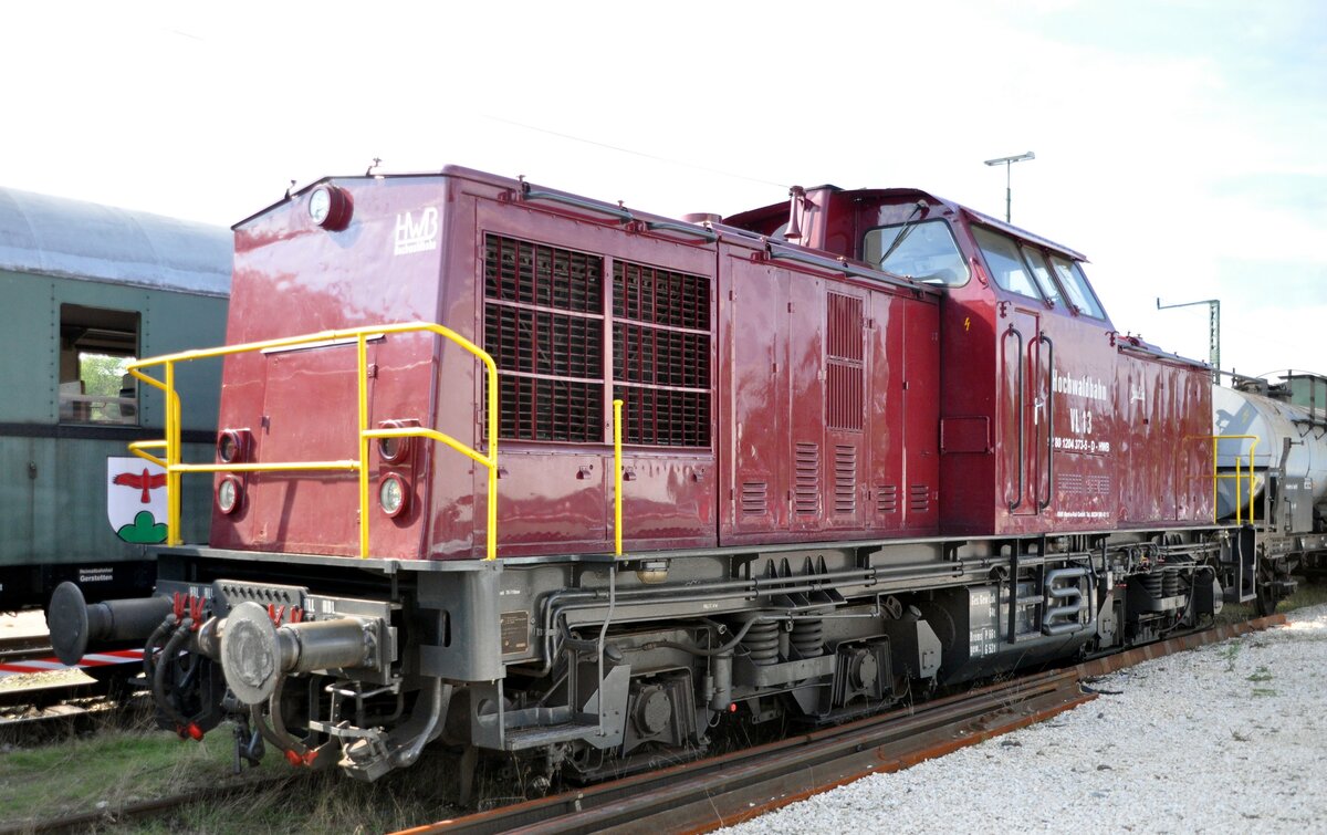 1204 373-5 von der Hochwaldbahn (HWL) VL 13 Nr. 9280 1204 373-5-D-HWB in Amstetten am 11.09.2010. von MaK Kiel, L�P 12 500mm, Motor MTU, Getriebe Voith Typ V100 Ost.