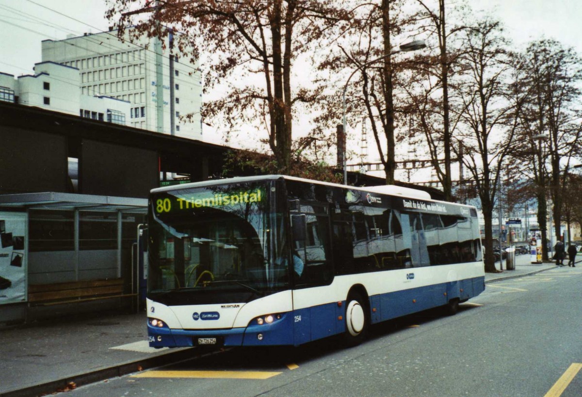 (122'921) - VBZ Z�rich - Nr. 254/ZH 726'254 - Neoplan am 13. Dezember 2009 beim Bahnhof Z�rich-Oerlikon