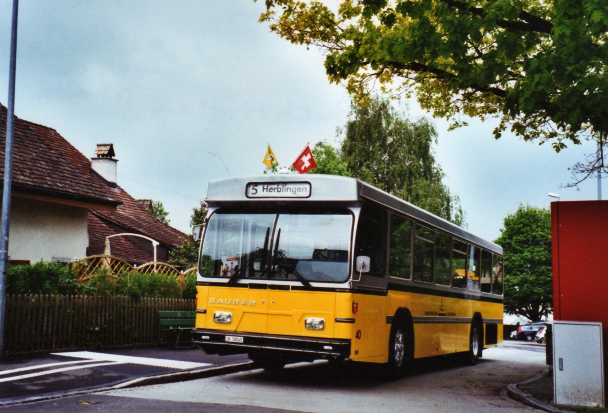 (126'210) - Wanner, Schleitheim - Nr. 40/SH 58'045 - Saurer/Hess (ex Ruklic, Schaffhausen; ex VBSH Schaffhausen Nr. 40; ex VBSH Schaffhausen Nr. 19) am 16. Mai 2010 in Schaffhausen, Buchthalen