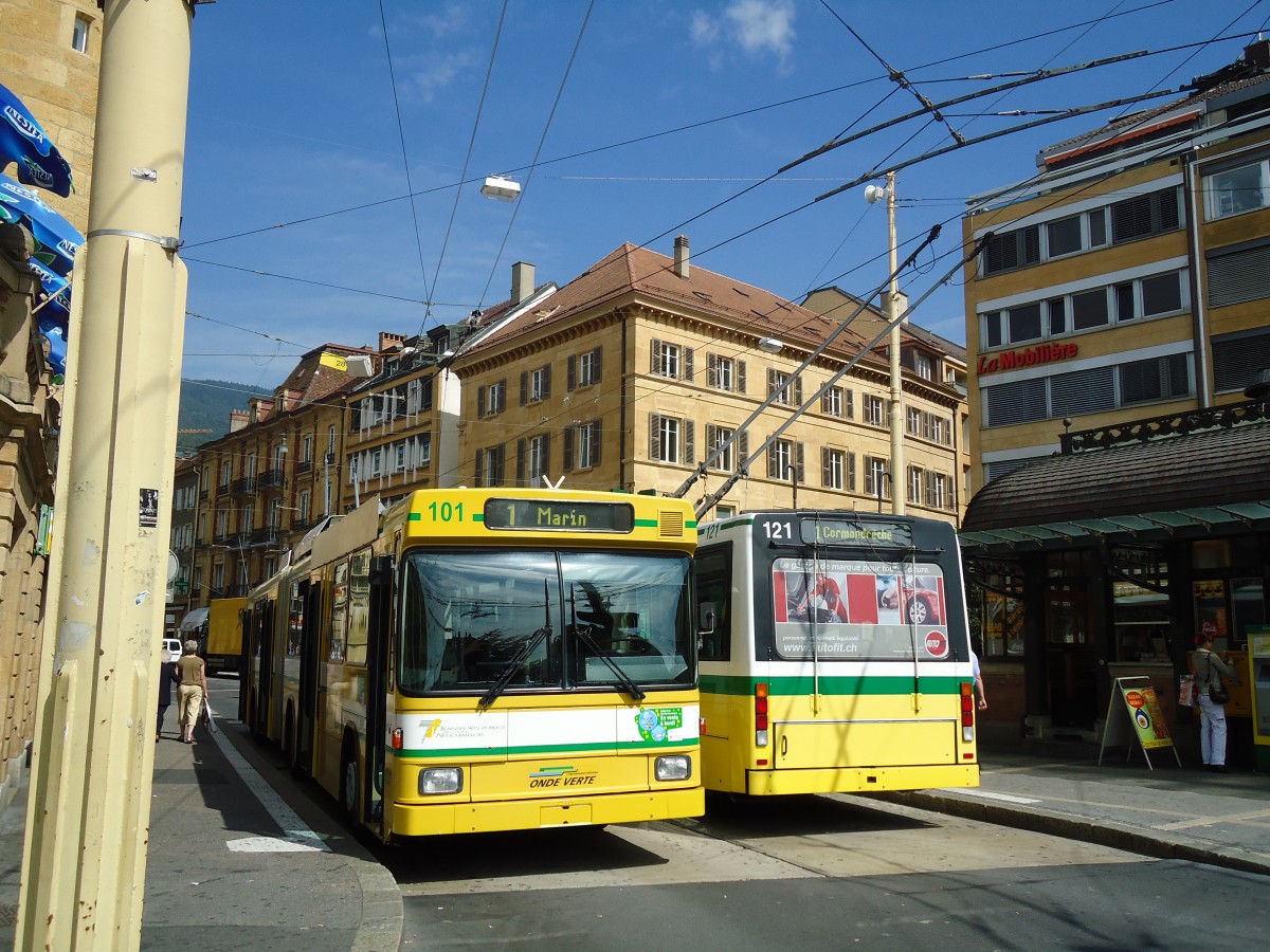 (129'575) - TN Neuch�tel - Nr. 101 - NAW/Hess Gelenktrolleybus am 6. September 2010 in Neuch�tel, Place Pury
