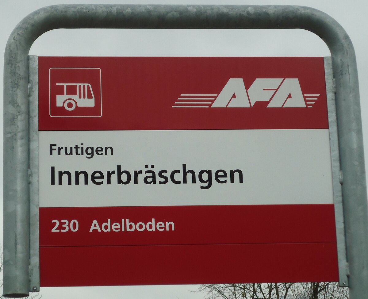 (131'002) - AFA-Haltestellenschild - Frutigen, Innerbrschgen - am 15. November 2010