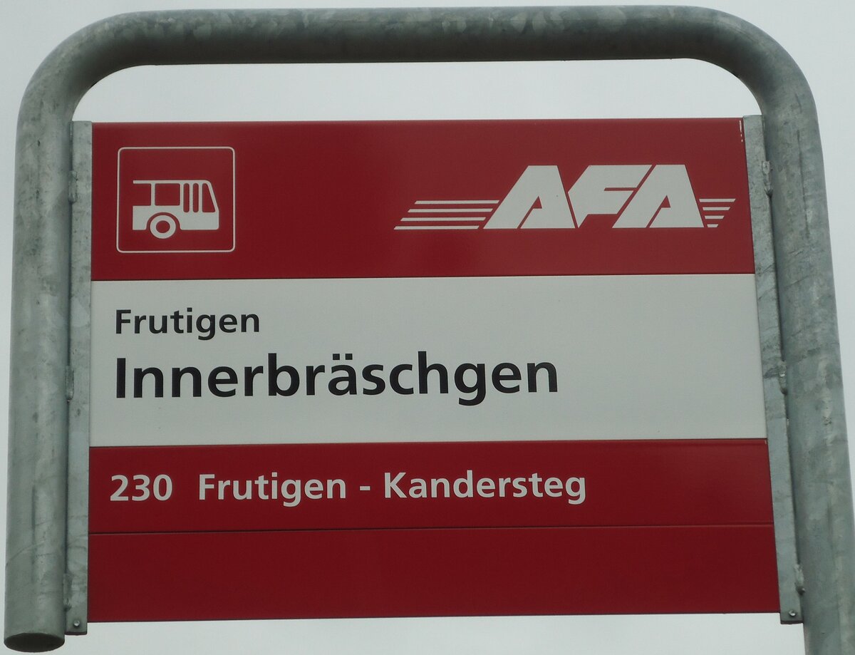 (131'003) - AFA-Haltestellenschild - Frutigen, Innerbrschgen - am 15. November 2010
