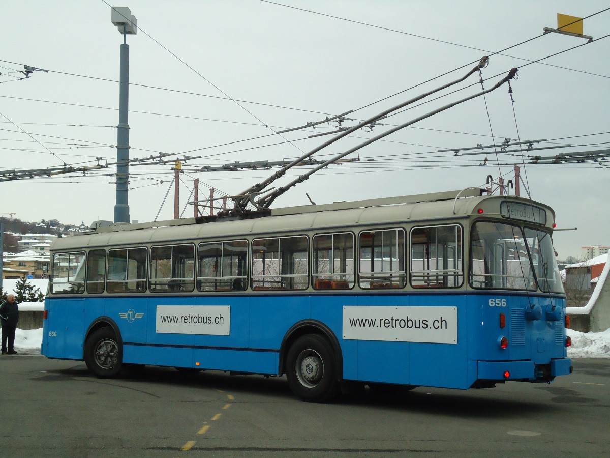 (131'254) - TL Lausanne (R�trobus) - Nr. 656 - FBW/Eggli Trolleybus am 5. Dezember 2010 in Lausanne, D�p�t Pr�laz