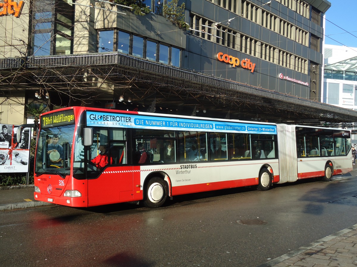 (131'510) - SW Winterthur - Nr. 326/ZH 697'326 - Mercedes am 9. Dezember 2010 beim Hauptbahnhof Winterthur