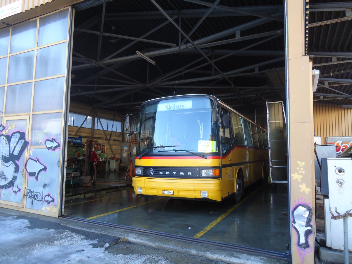 (132'040) - Portenier, Adelboden - Nr. 8/BE 26'860 - Setra (ex Geiger, Adelboden Nr. 8; ex P 25'053) am 8. Januar 2011 in Adelboden, Garage