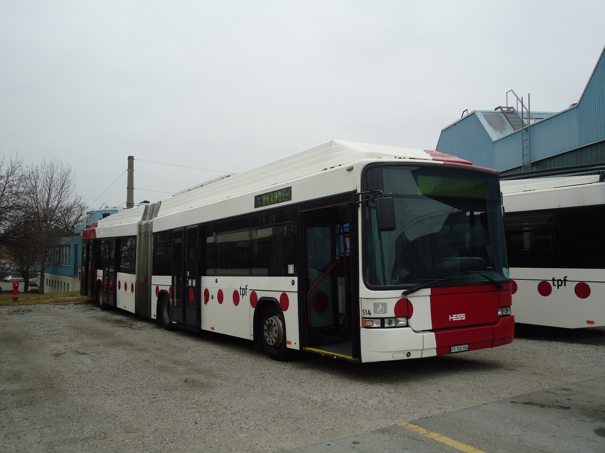 (132'714) - TPF Fribourg - Nr. 514/FR 300'394 - MAN/Hess Gelenkduobus am 7. M�rz 2011 in Fribourg, Garage