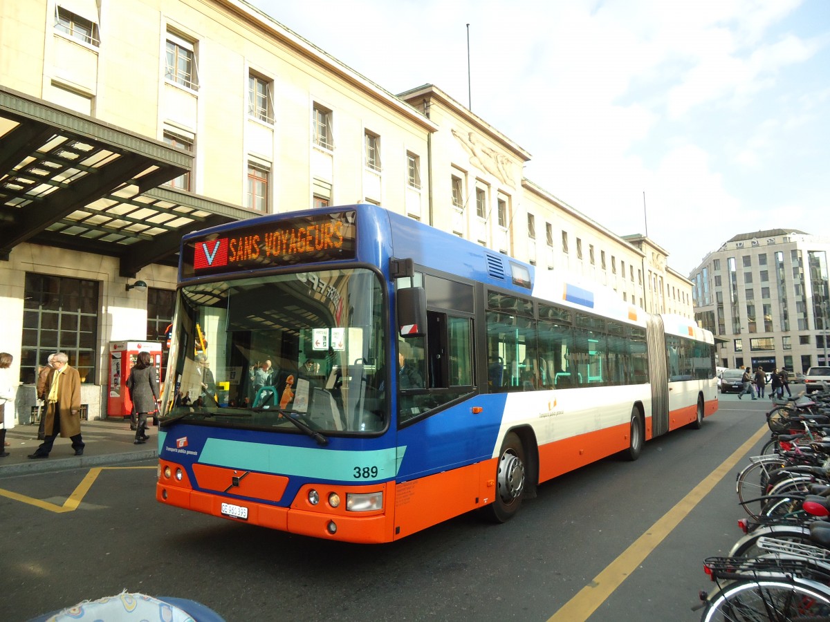 (132'803) - TPG Genve - Nr. 389/GE 960'395 - Volvo am 10. Mrz 2011 beim Bahnhof Genve