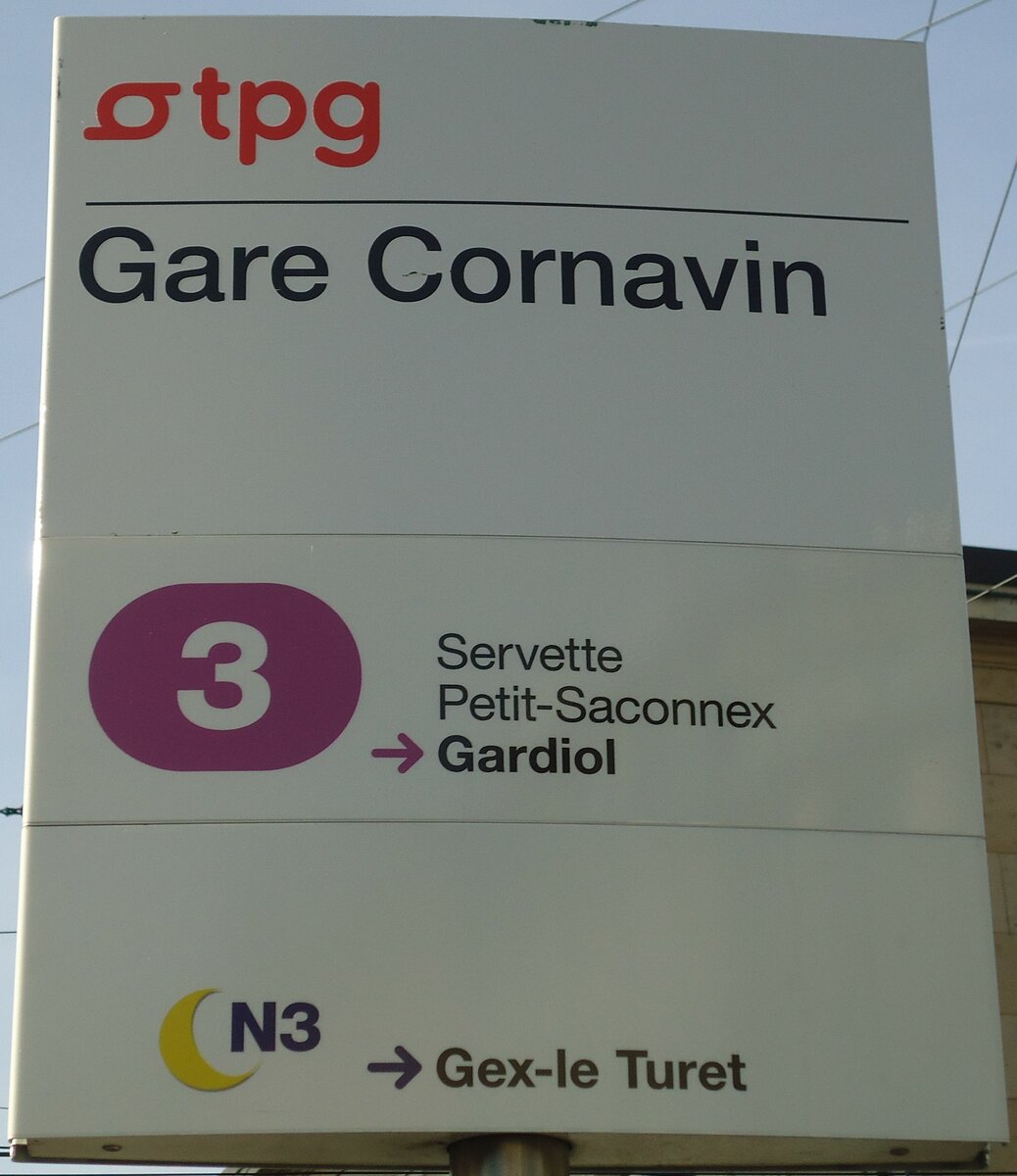 (132'948) - tpg-Haltestellenschild - Gen�ve, Gare Cornavin - am 10. M�rz 2011