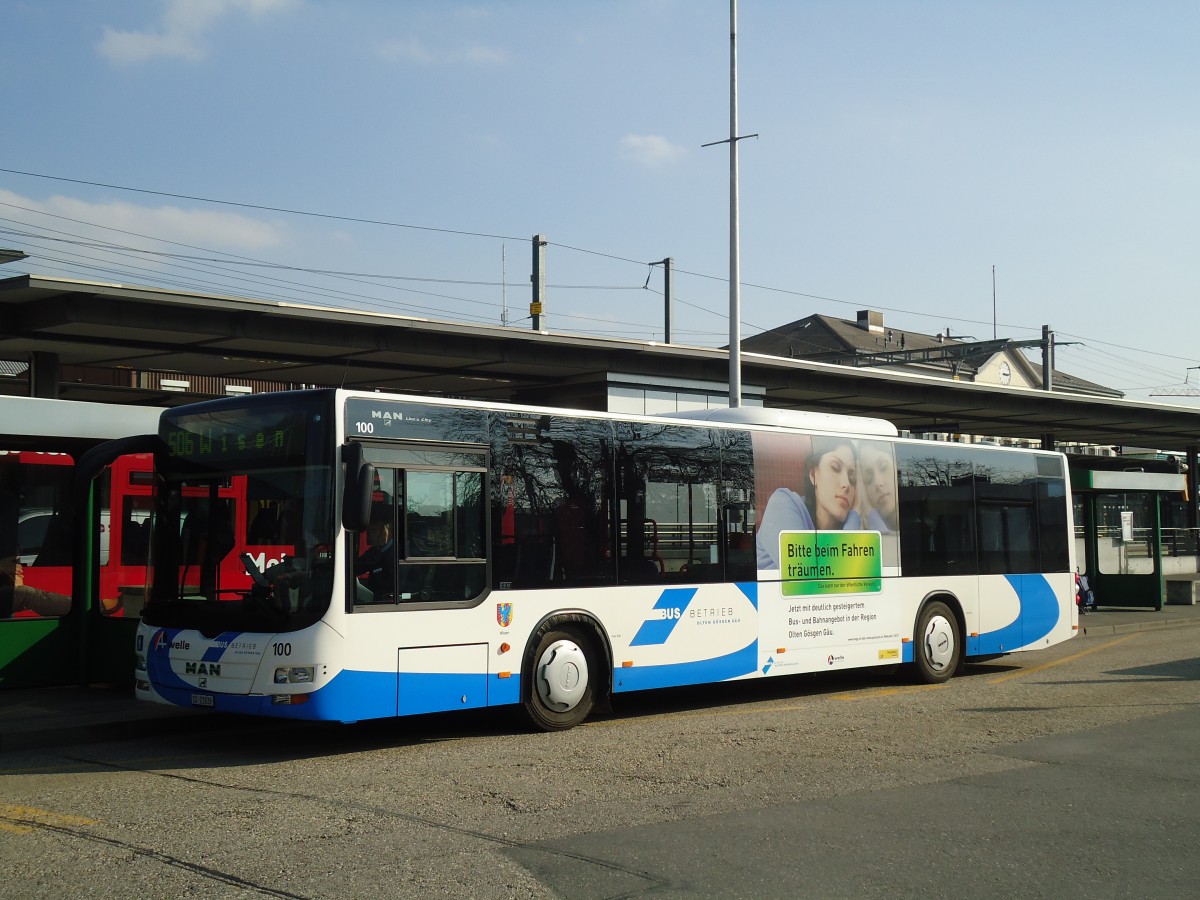 (133'058) - BOGG Wangen b.O. - Nr. 100/SO 21'839 - MAN am 11. Mrz 2011 beim Bahnhof Olten