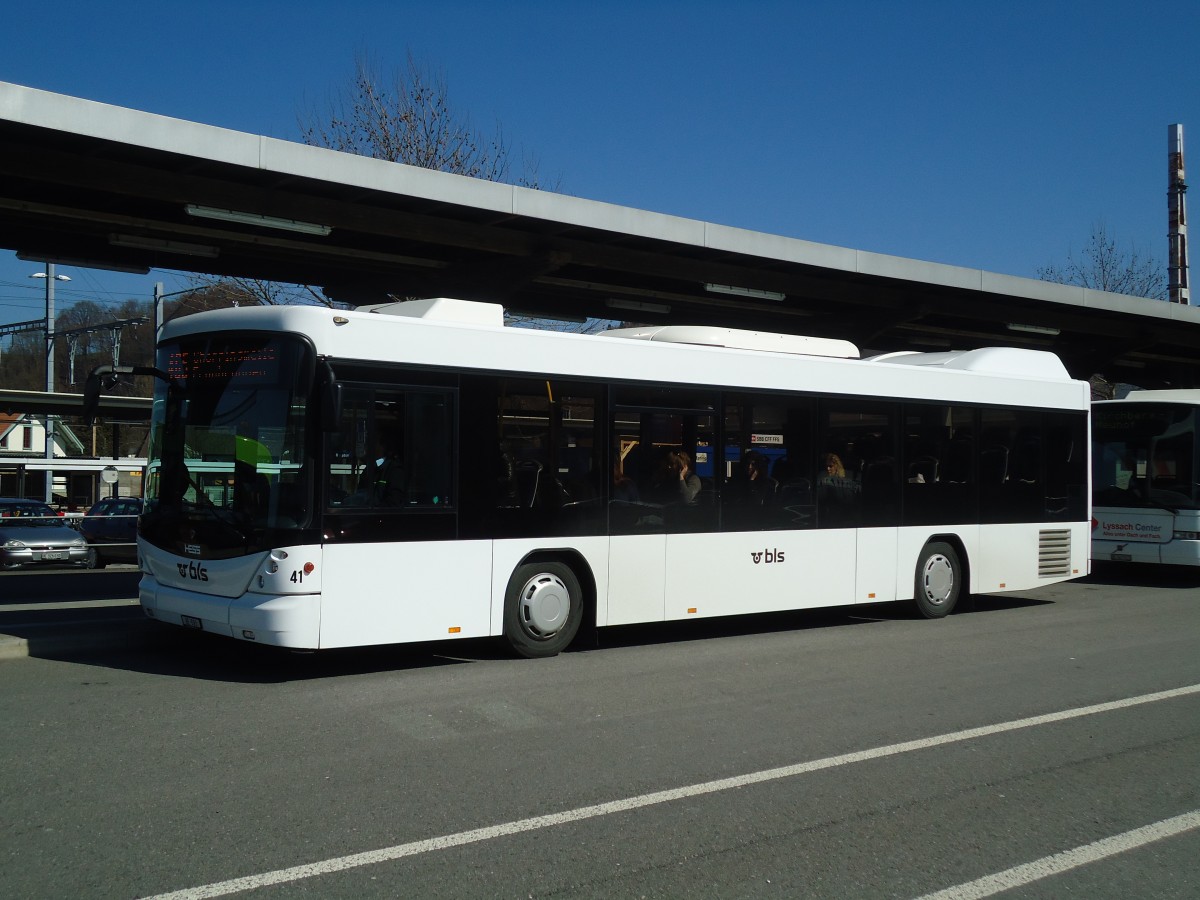 (133'142) - Busland, Burgdorf - Nr. 41/BE 593 - Scania/Hess am 21. M�rz 2011 beim Bahnhof Burgdorf