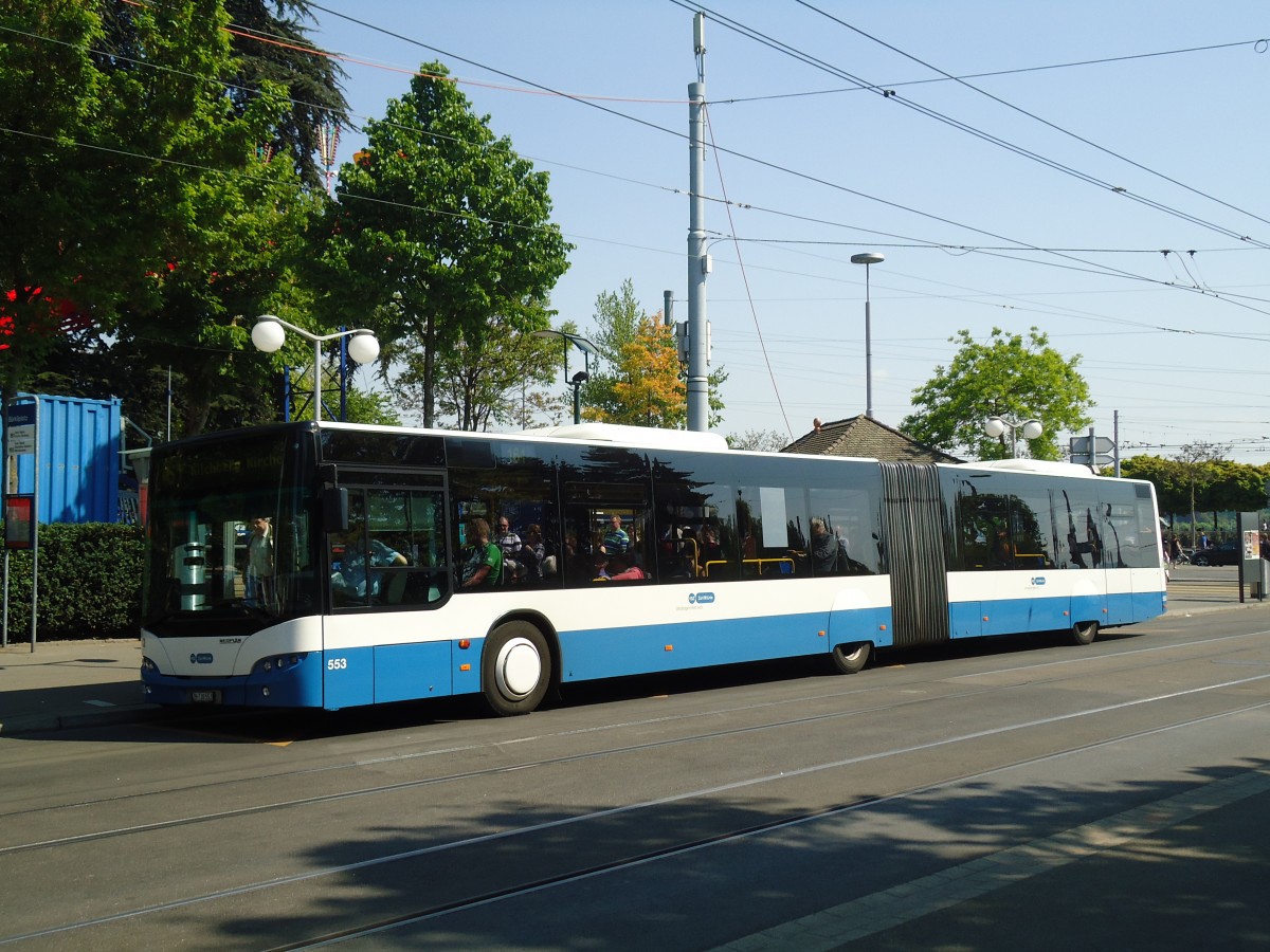 (133'475) - VBZ Zrich - Nr. 553/ZH 730'553 - Neoplan am 25. April 2011 in Zrich, Brkliplatz