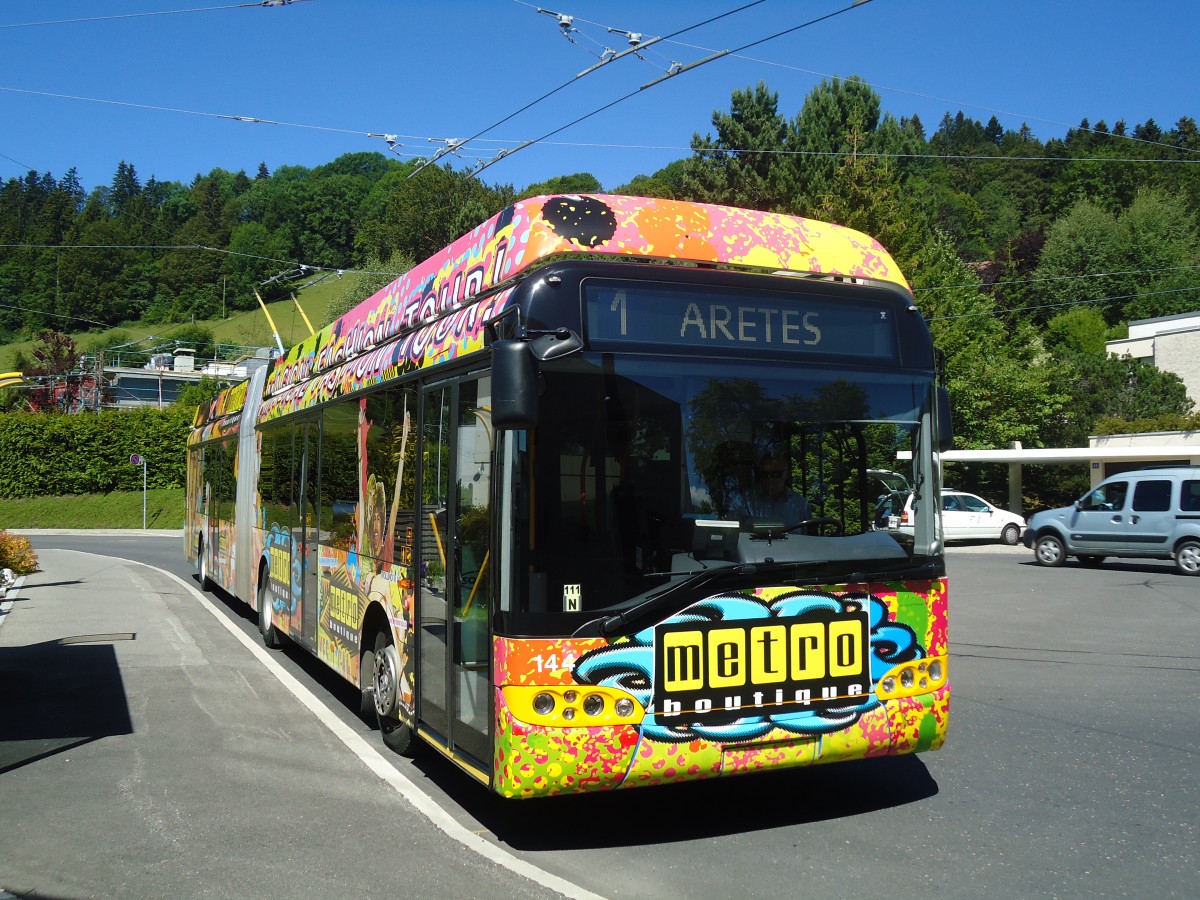 (134'968) - TC La Chaux-de-Fonds - Nr. 144 - Solaris Gelenktrolleybus am 11. Juli 2011 in La Chaux-de-Fonds, Recorne