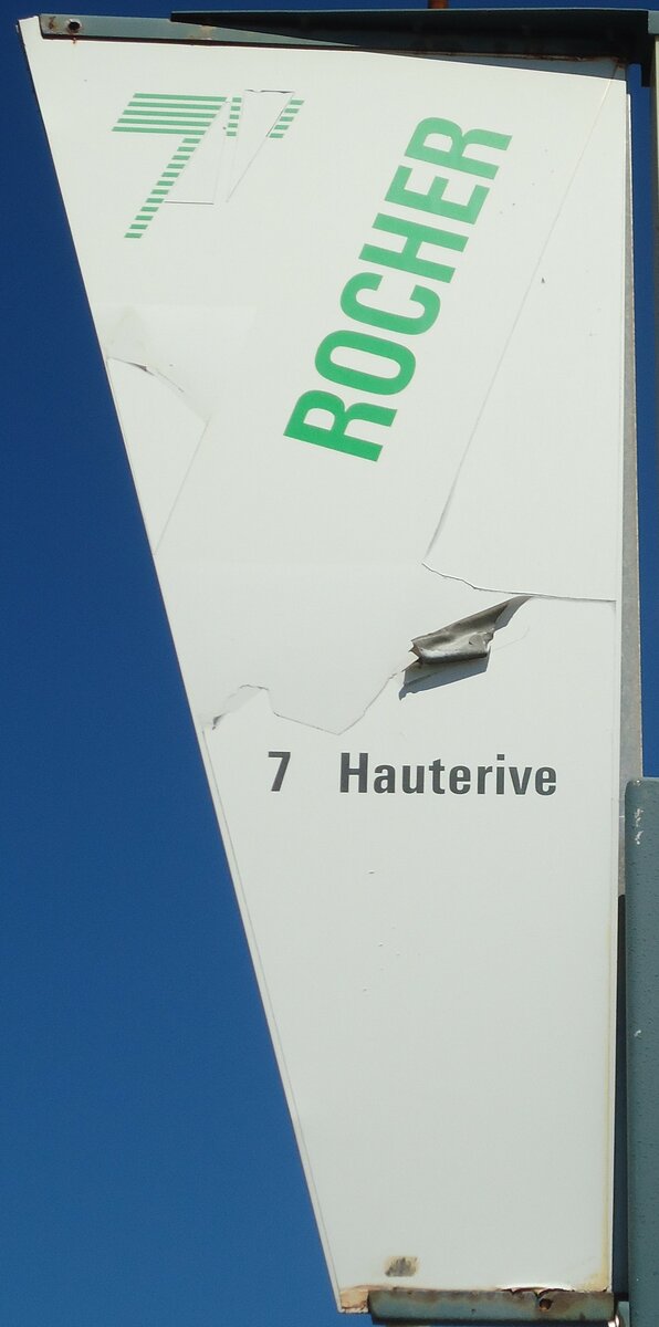 (135'029) - TN-Haltestellenschild - Neuch�tel, Rocher - am 11. Juli 2011