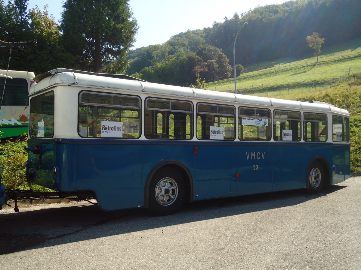(135'576) - VMCV Clarens (R�trobus) - Nr. 53 - Rochat/Moser Personenanh�nger am 20. August 2011 in Moudon, R�trobus