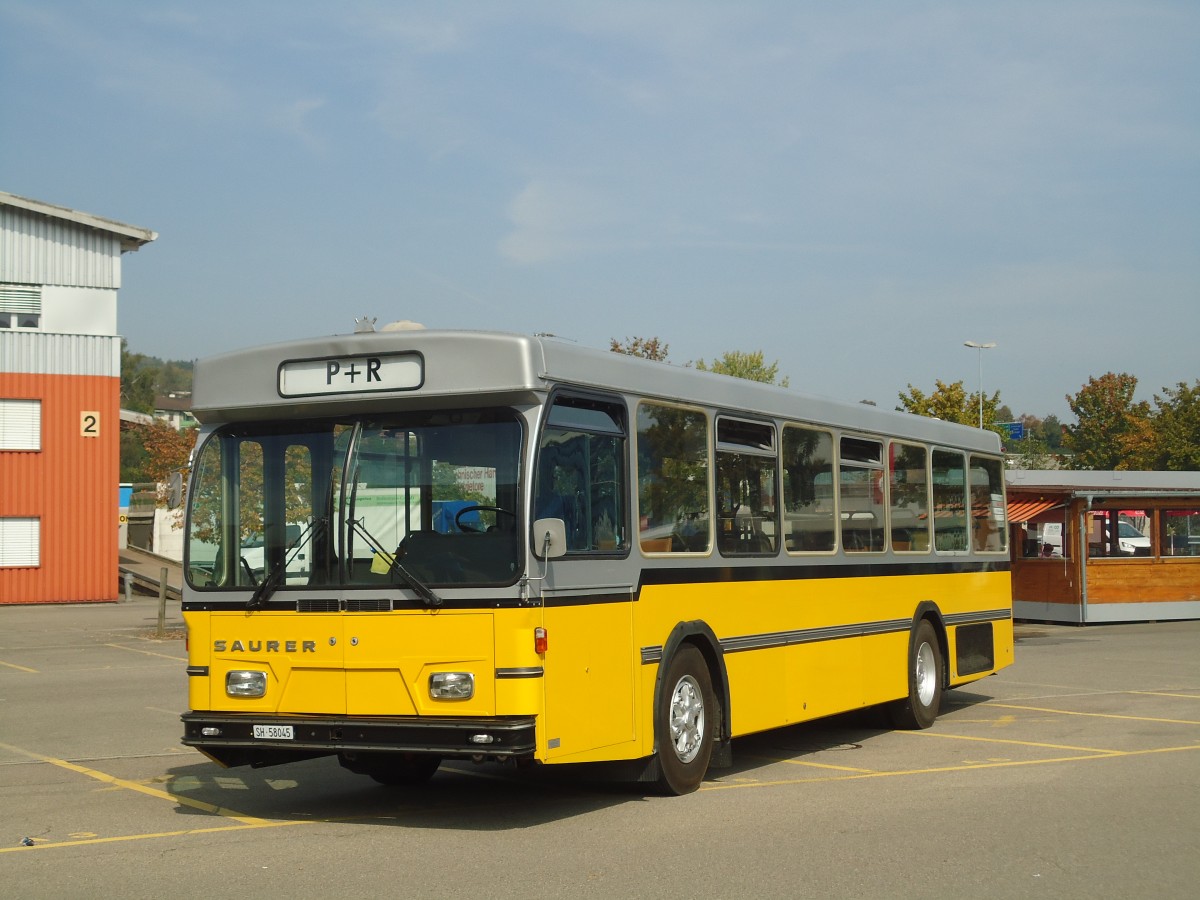 (136'131) - Wanner, Schleitheim - SH 58'045 - Saurer/Hess (ex Ruklic, Schaffhausen; ex VBSH Schaffhausen Nr. 40; ex VBSH Schaffhausen Nr. 19) am 25. September 2011 in Schaffhausen, Majorenacker