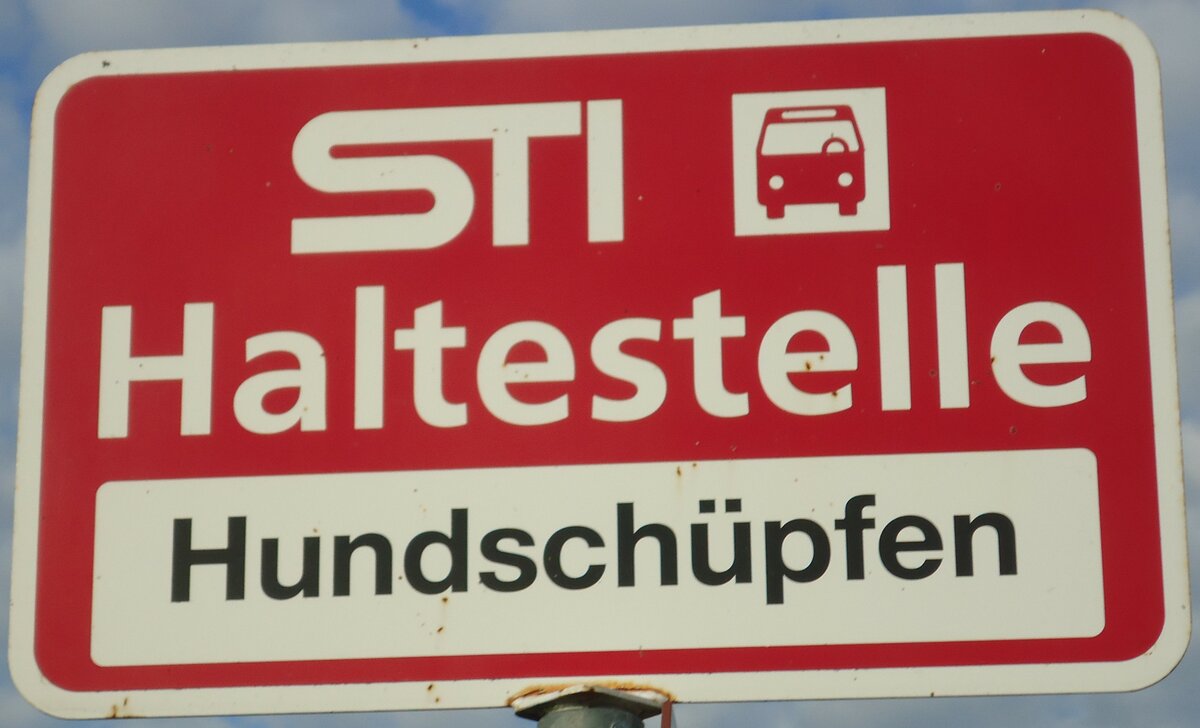 (136'754) - STI-Haltestellenschild - Heiligenschwendi, Hundsch�pfen - am 20. November 2011