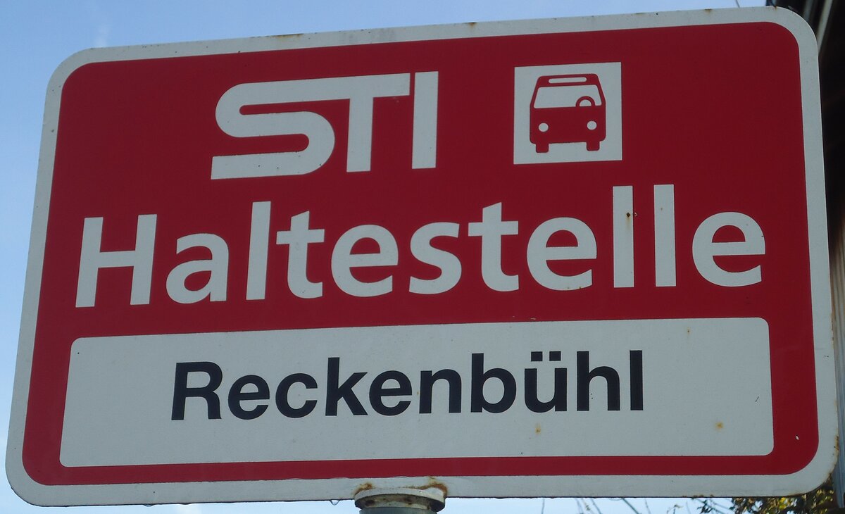 (136'817) - STI-Haltestellenschild - Blumenstein, Reckenb�hl - am 22. November 2011