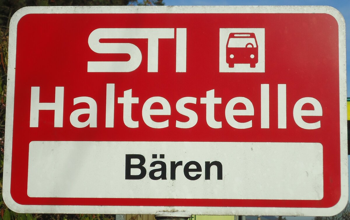 (136'830) - STI-Haltestellenschild - Blumenstein, B�ren - am 22. November 2011