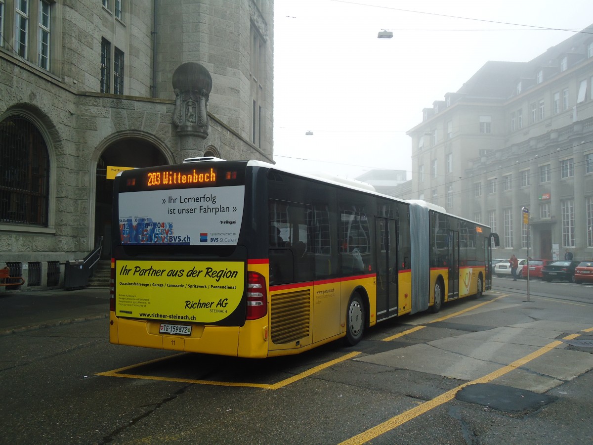 (136'897) - Eurobus, Arbon - Nr. 11/TG 159'872 - Mercedes am 23. November 2011 beim Bahnhof St. Gallen