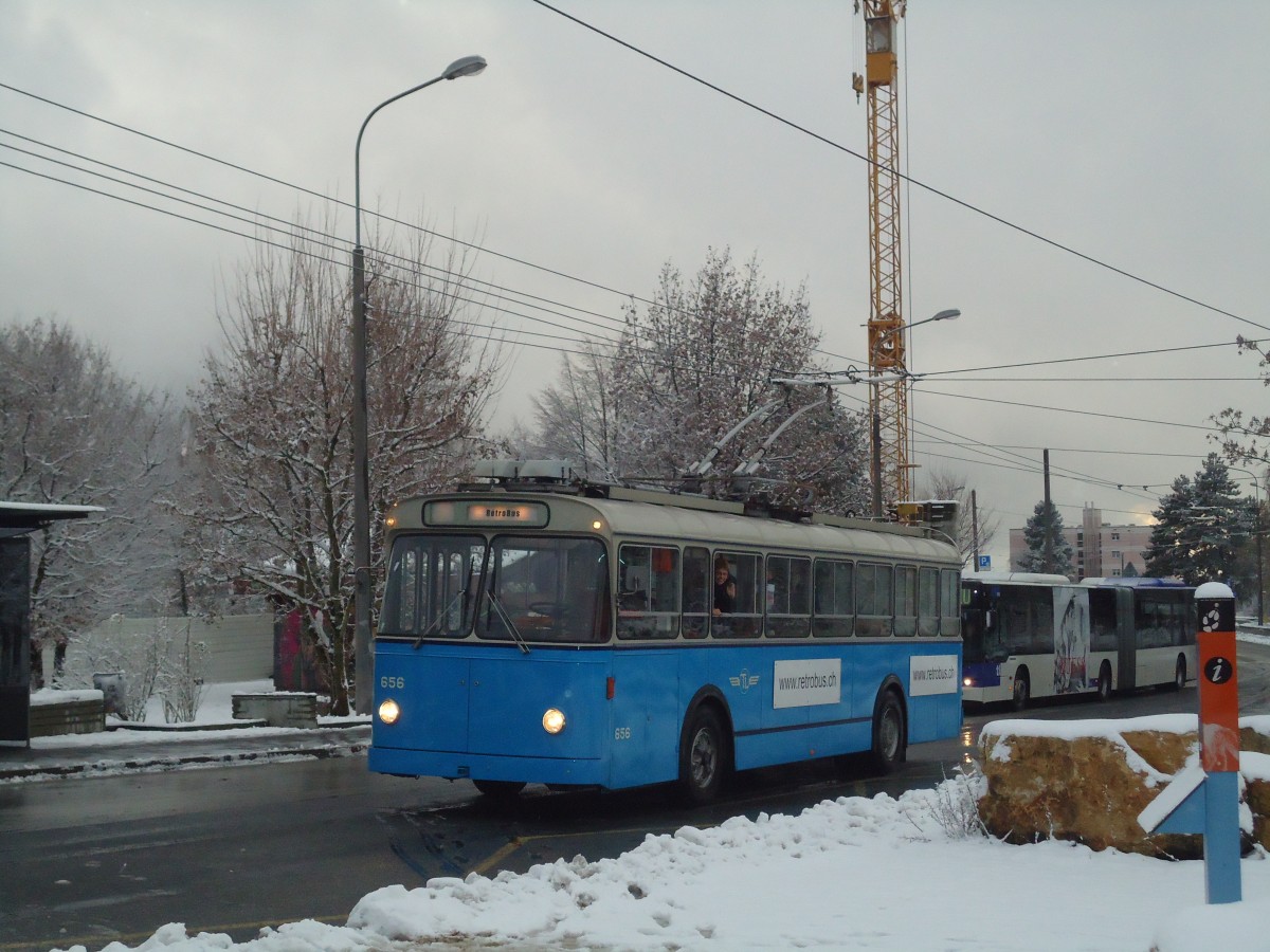 (137'292) - TL Lausanne (R�trobus) - Nr. 656 - FBW/Eggli Trolleybus am 18. Dezember 2011 in Lausanne, Praz-S�chaud