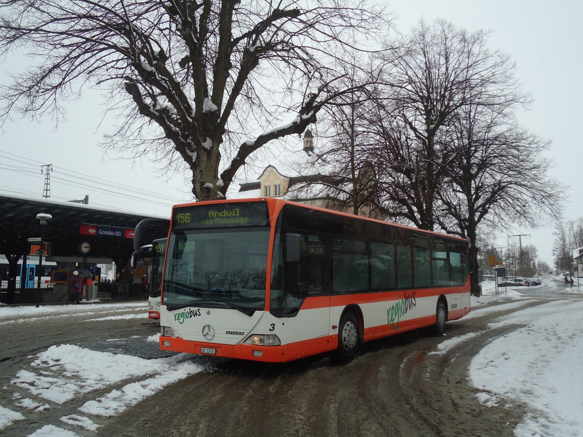 (137'696) - VBH Herisau - Nr. 3/AR 22'930 - Mercedes am 15. Februar 2012 beim Bahnhof Gossau