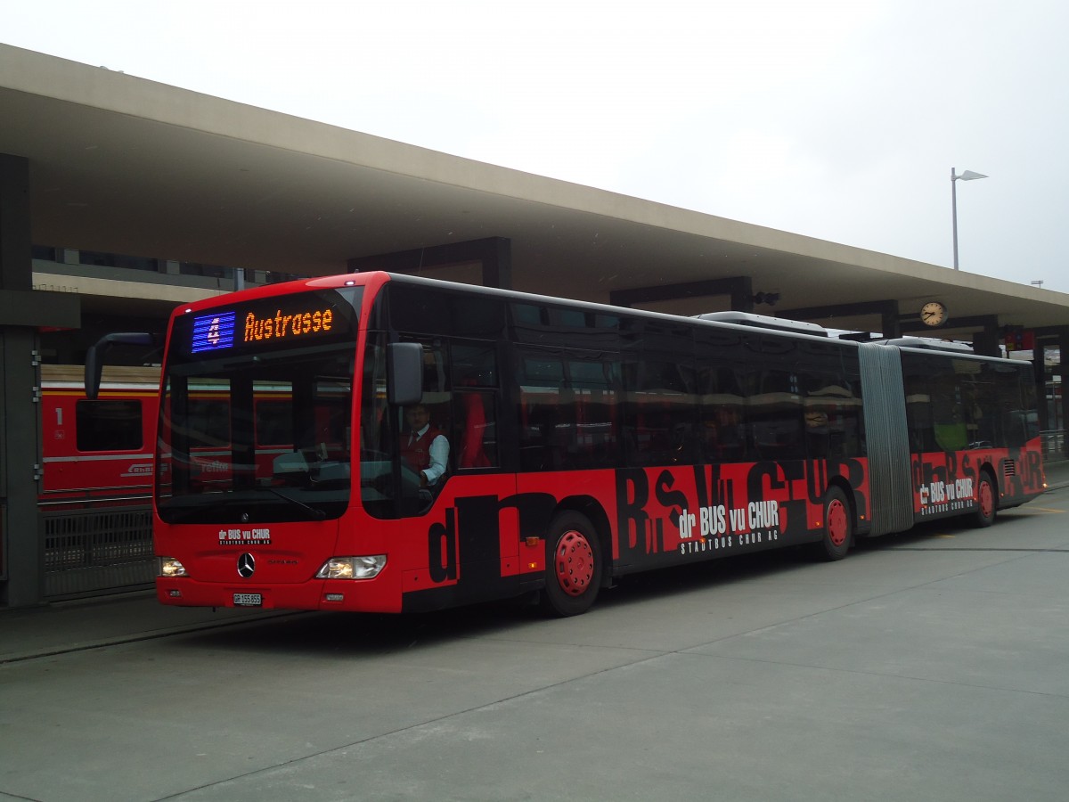 (137'863) - SBC Chur - Nr. 55/GR 155'855 - Mercedes am 5. Mrz 2012 beim Bahnhof Chur