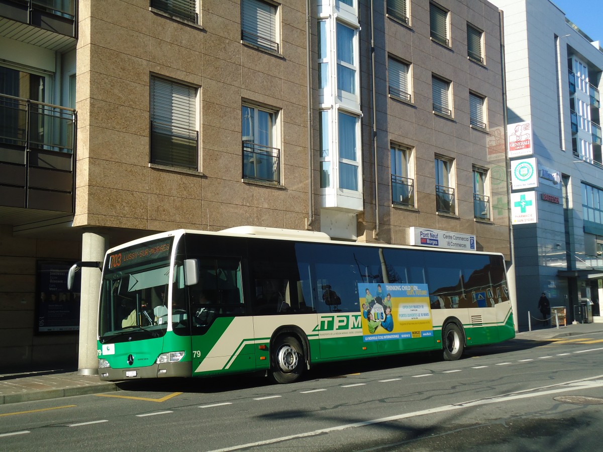 (138'168) - TPM Morges - Nr. 79/VD 1350 - Mercedes am 9. M�rz 2012 beim Bahnhof Morges