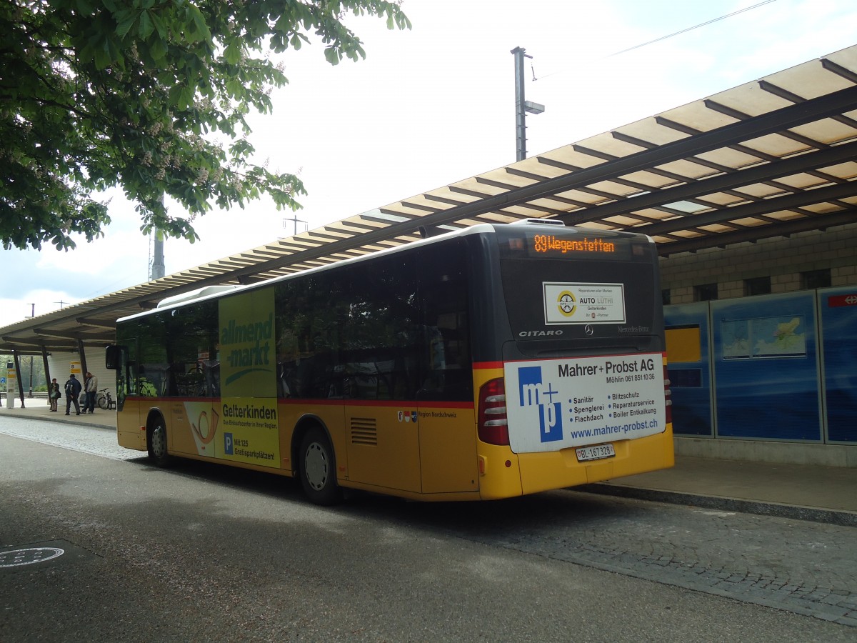 (138'695) - PostAuto Nordschweiz - BL 167'328 - Mercedes am 6. Mai 2012 beim Bahnhof Mhlin