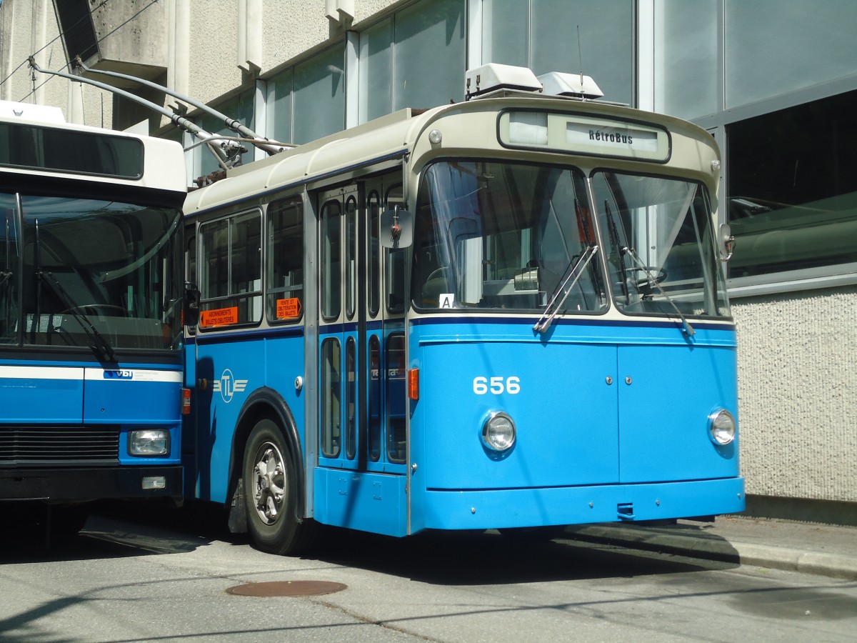 (138'754) - TL Lausanne (R�trobus) - Nr. 656 - FBW/Eggli Trolleybus am 13. Mai 2012 in Lausanne, D�p�t Borde (Teilaufnahme)