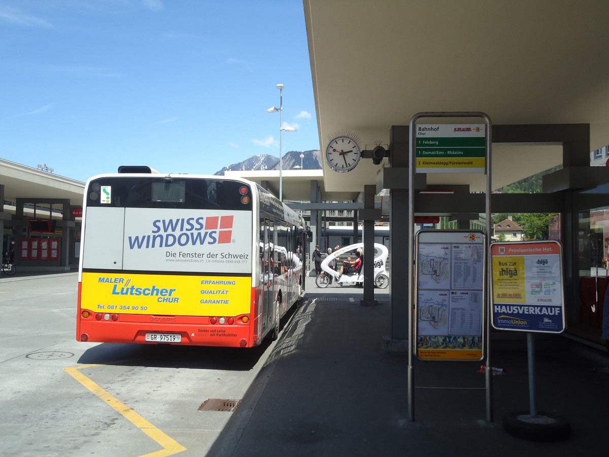 (138'933) - SBC Chur - Nr. 19/GR 97'519 - Solaris am 17. Mai 2012 beim Bahnhof Chur