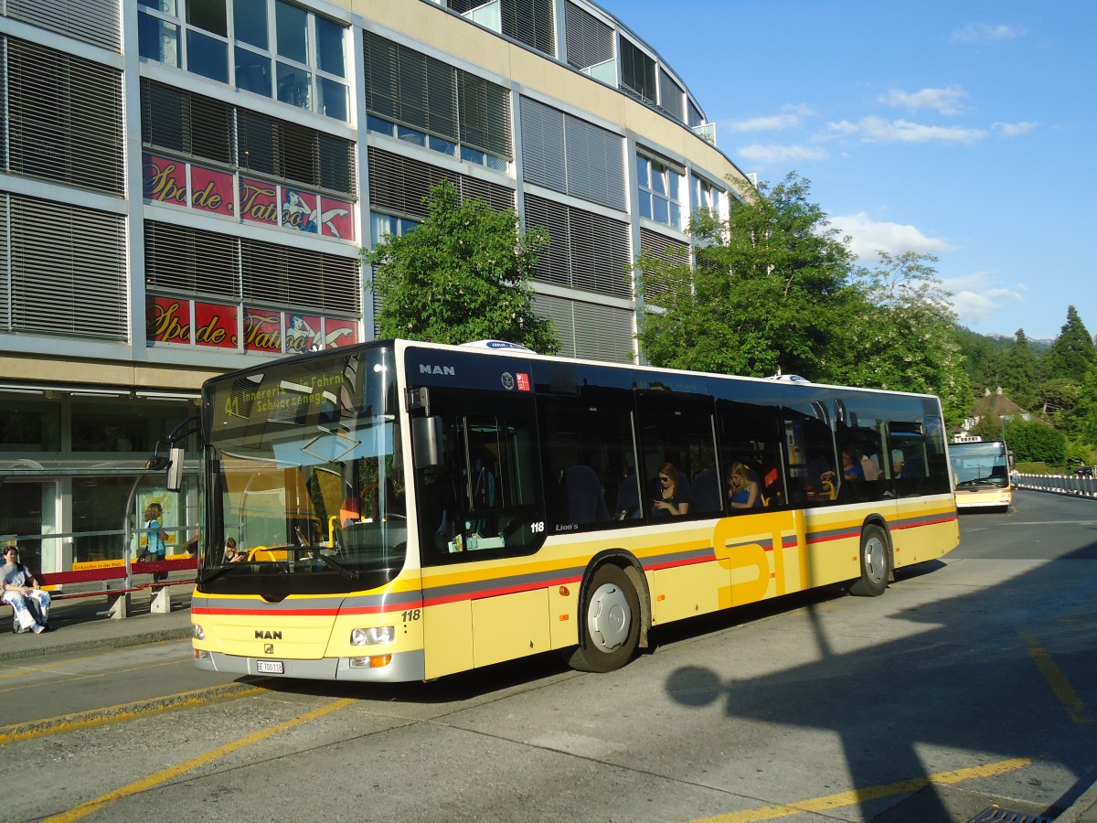 (139'179) - STI Thun - Nr. 118/BE 700'118 - MAN am 1. Juni 2012 beim Bahnhof Thun