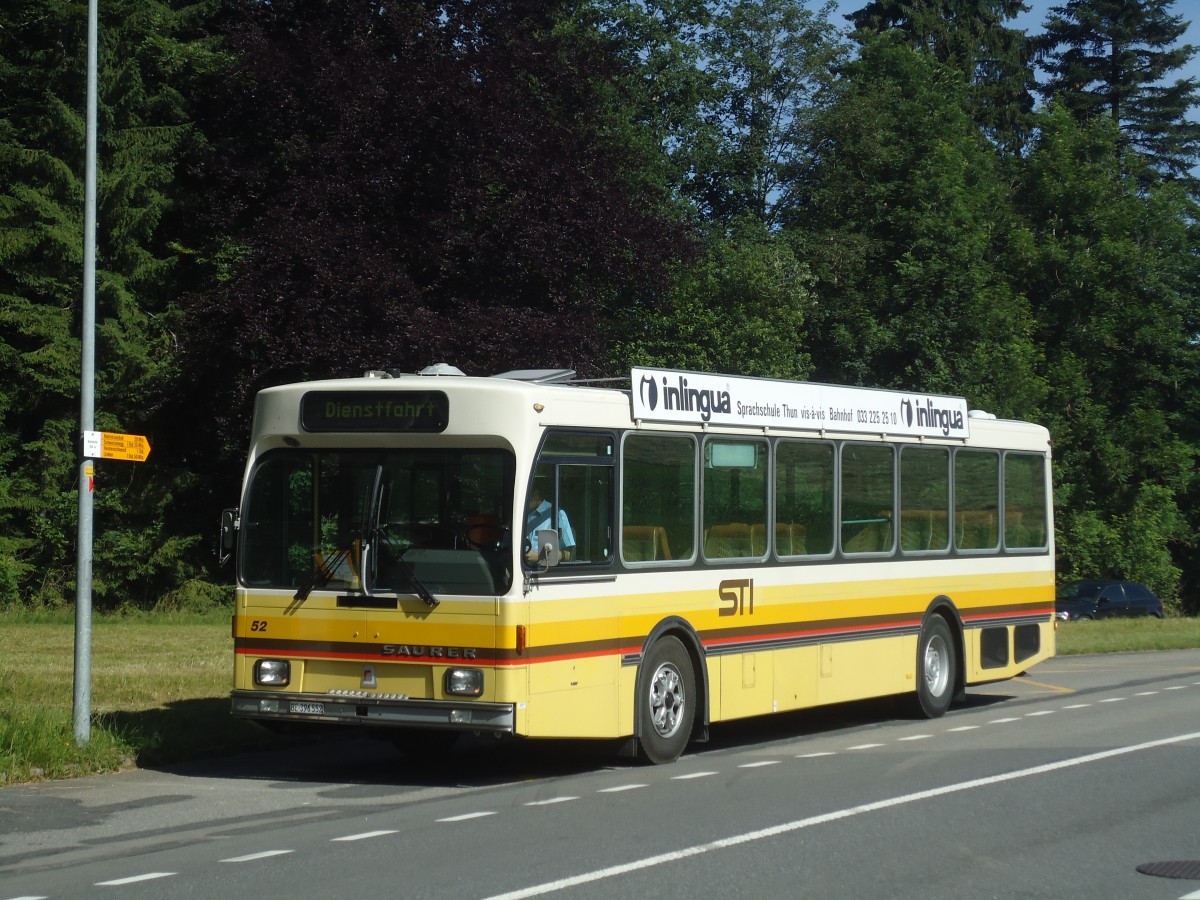 (139'977) - STI Thun - Nr. 52/BE 396'552 - Saurer/R&J am 24. Juni 2012 in Heimenschwand, Kuhstelle