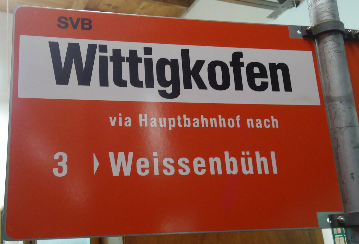 (140'098) - SVB-Haltestellenschild - Bern, Wittigkofen - am 24. Juni 2012 in Bern, Weissenb�hl