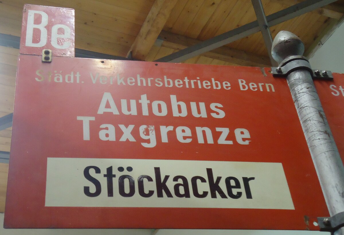 (140'099) - St�dt. Verkehrsbetriebe Bern-Haltestellenschild - Bern, St�ckacker - am 24. Juni 2012 in Bern, Weissenb�hl