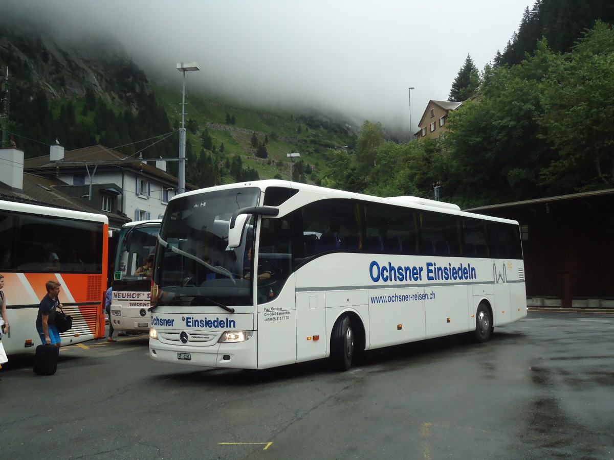 (140'382) - Ochsner, Einsiedeln - SZ 18'193 - Mercedes am 1. Juli 2012 beim Bahnhof G�schenen