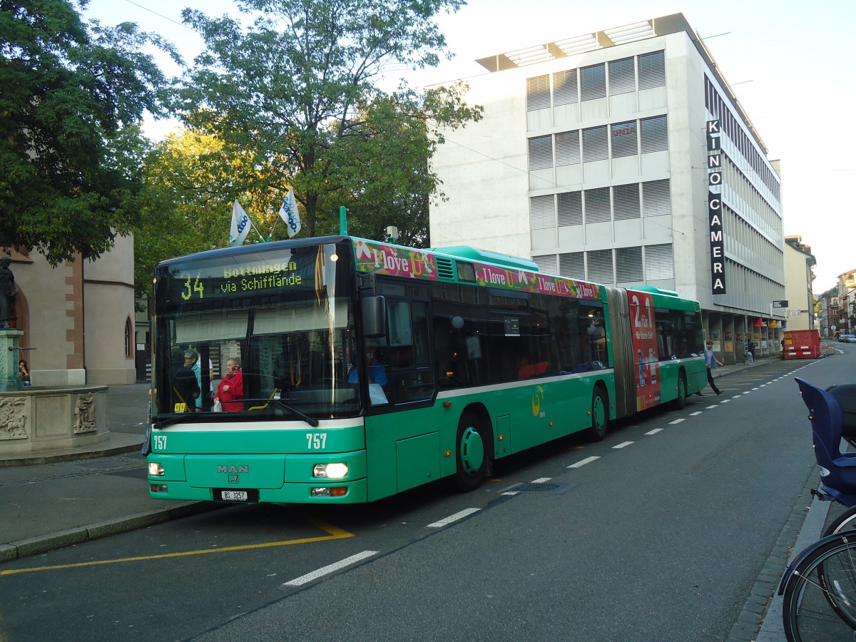 (140'526) - BVB Basel - Nr. 757/BS 3257 - MAN am 16. Juli 2012 in Basel, Claraplatz