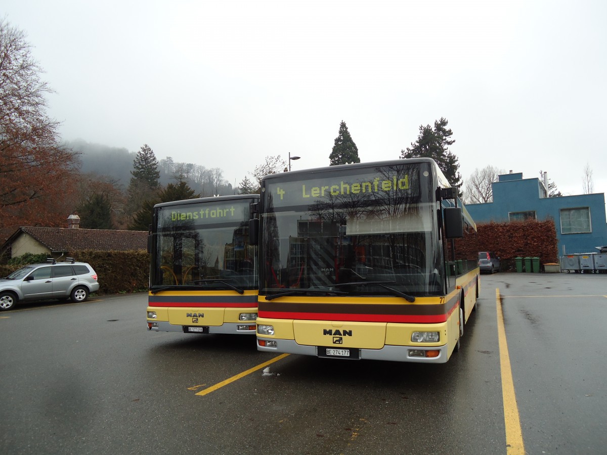 (142'569) - STI Thun - Nr. 77/BE 274'177 - MAN am 21. Dezember 2012 bei der Schifflndte Thun