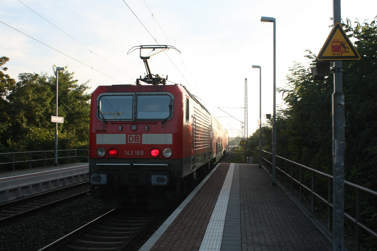 143 168 verl�sst als S9 mit Ziel Eilenburg den Bahnhof Delitzsch ob Bf am 23.9.21