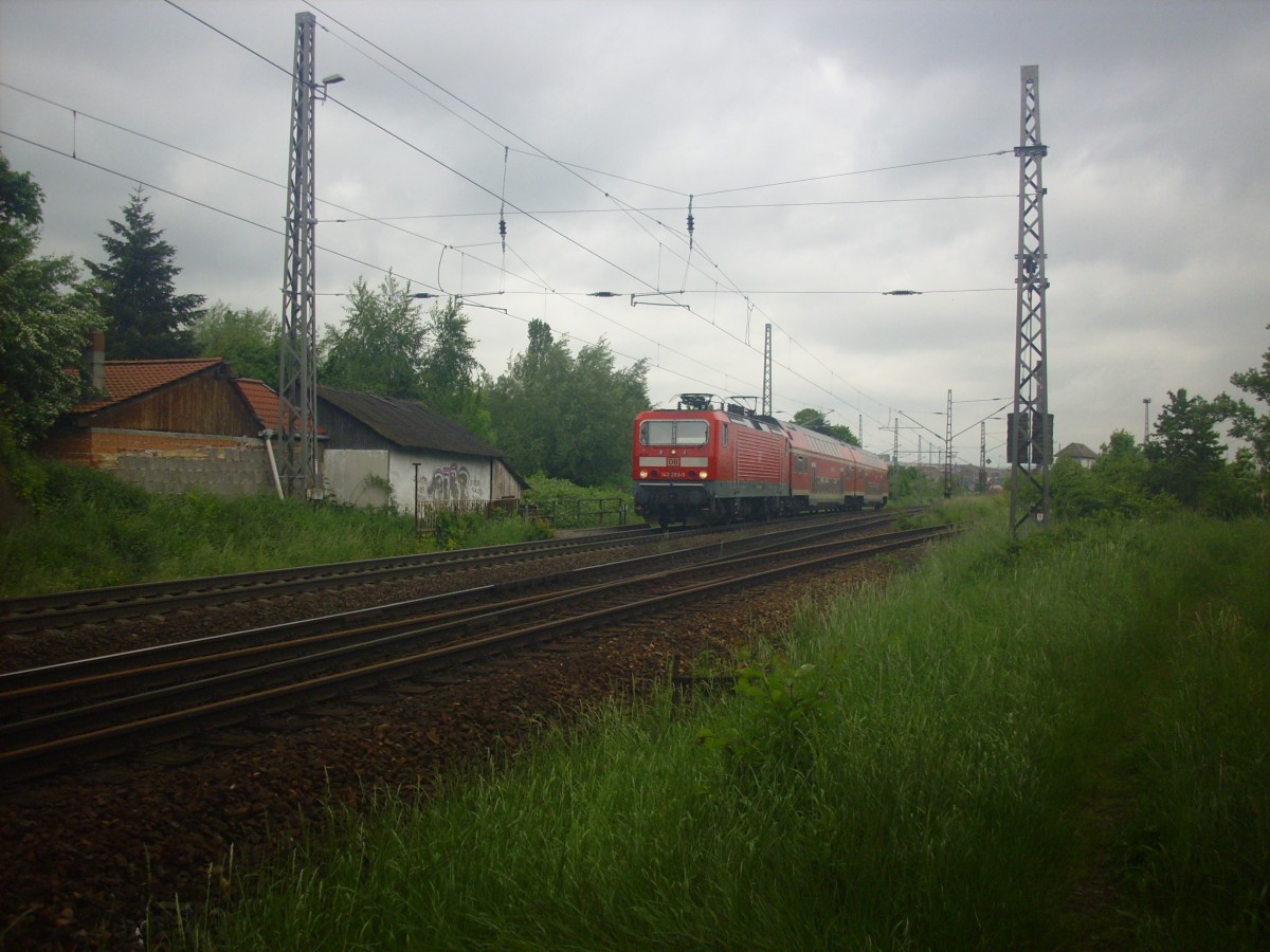 143 283-0 verl�sst mit einer Regionalbahn am 01.06.2013 den Bahnhof Nordhausen