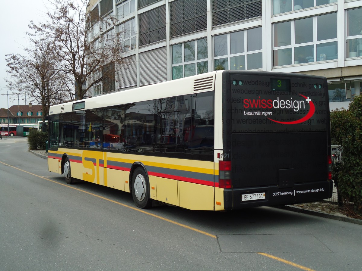 (143'002) - STI Thun - Nr. 101/BE 577'101 - MAN am 7. Januar 2013 bei der Schiffl�ndte Thun