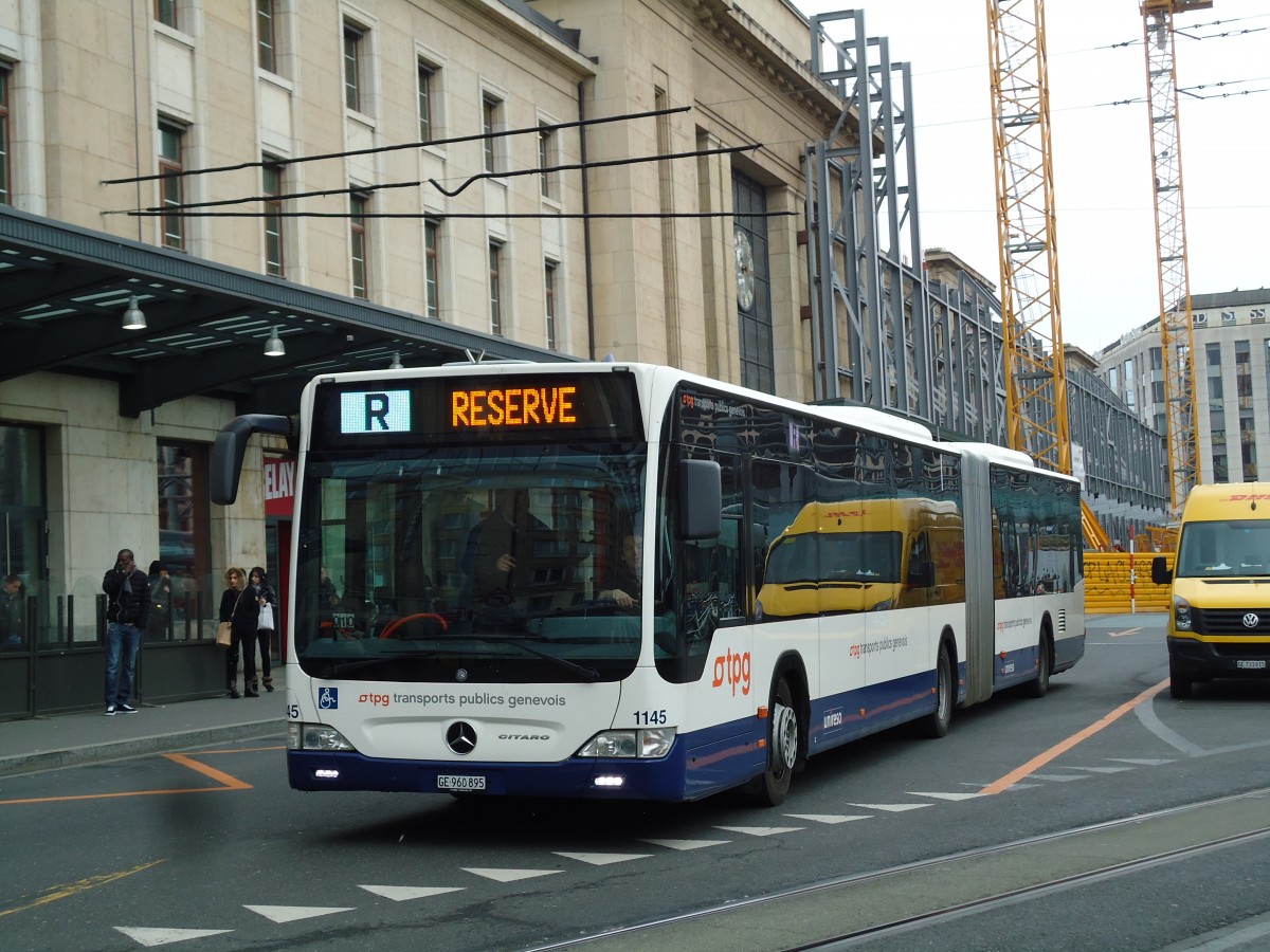 (143'344) - TPG Genve - Nr. 1145/GE 960'895 - Mercedes am 22. Februar 2013 beim Bahnhof Genve