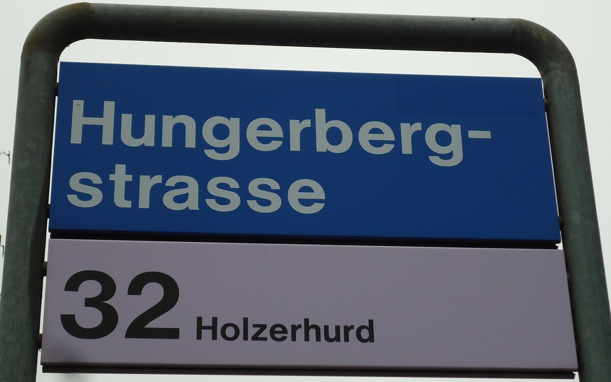 (143'781) - ZVV-Haltestellenschild - Z�rich, Hungerbergstrasse - am 21. April 2013