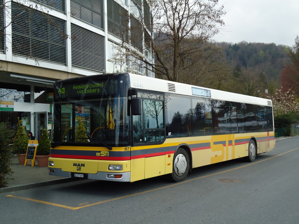 (143'823) - STI Thun - Nr. 97/BE 577'097 - MAN am 23. April 2013 bei der Schiffl�ndte Thun
