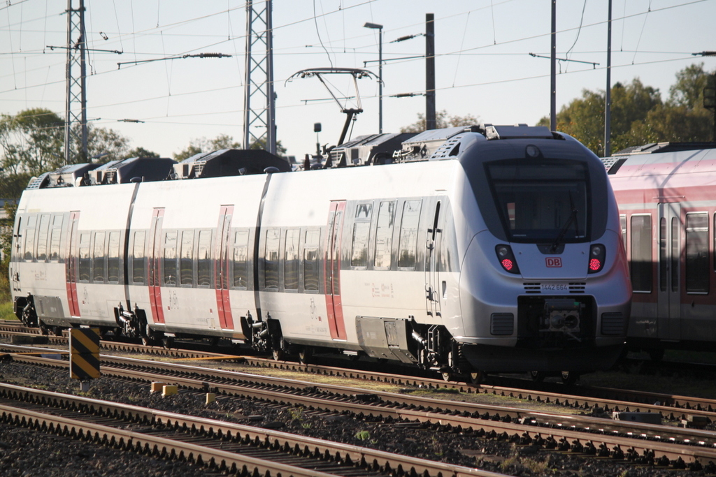 1442 664-7 von DB Regio AG -Region Südost stand am 08.10.2017 aufgerüstet im Rostocker Hbf.