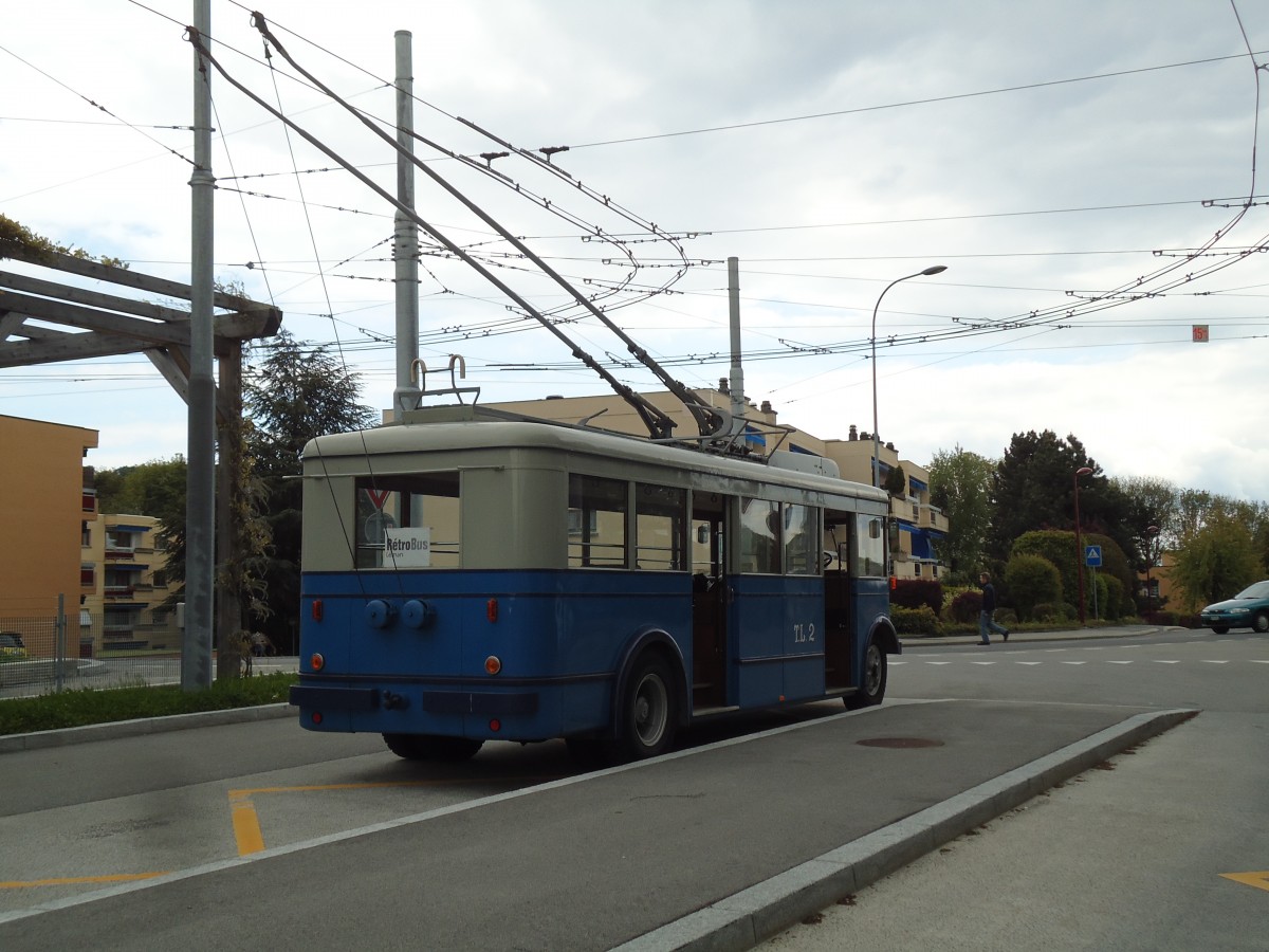 (144'623) - TL Lausanne (R�trobus) - Nr. 2 - FBW/Eggli Trolleybus (ex Nr. 3) am 26. Mai 2013 in Le Mont, Grand-Mont