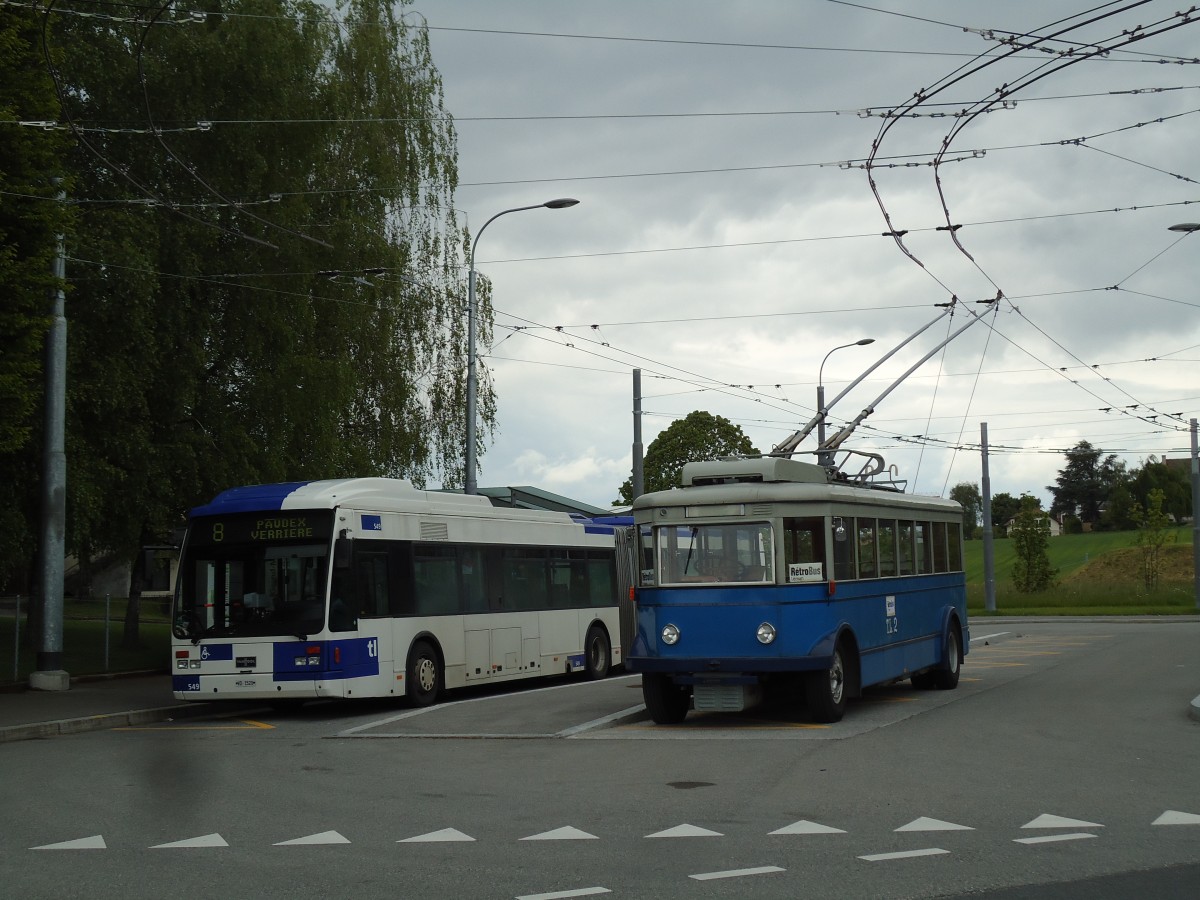 (144'626) - TL Lausanne (R�trobus) - Nr. 2 - FBW/Eggli Trolleybus (ex Nr. 3) am 26. Mai 2013 in Le Mont, Grand-Mont